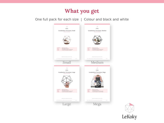 Icosahedron Terrarium Template, Printable PDF Glass Cutting Pattern