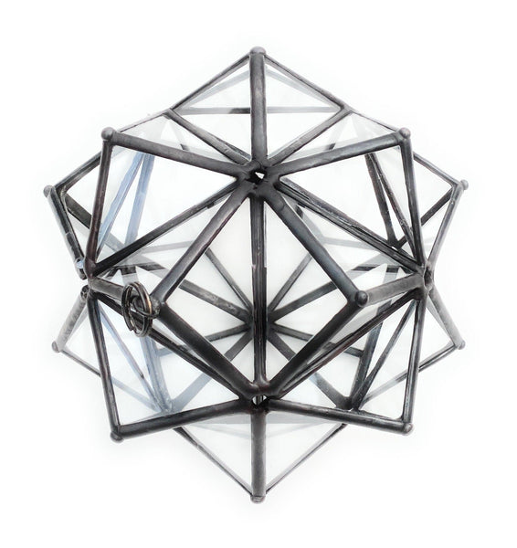 LeKoky Decor TRIAMBIC ICOSAHEDRON Geometric Hanging Home Glass Decor made by Lenka in Southampton England