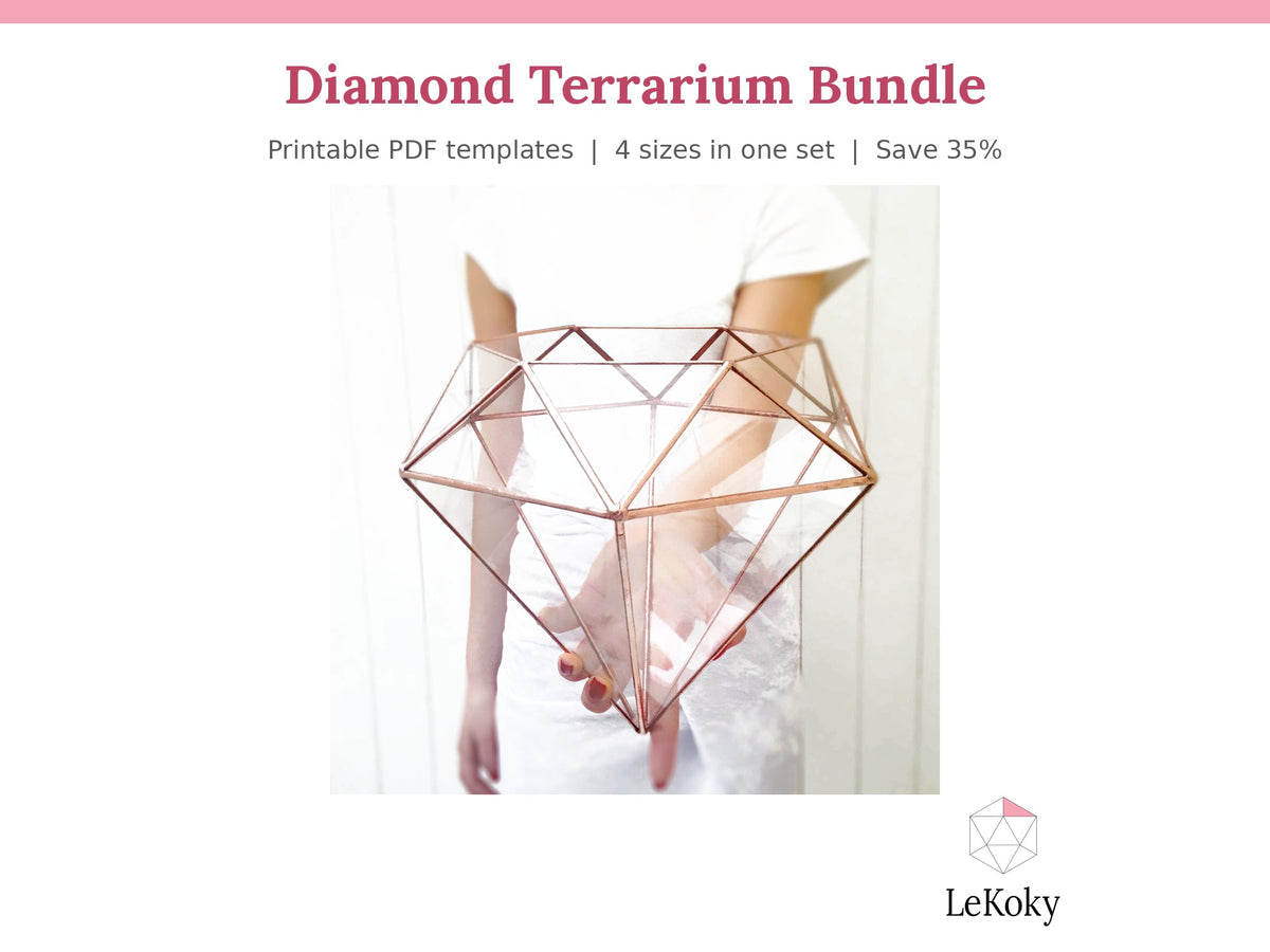 Diamond Terrarium Template, Printable PDF Glass Cutting Pattern