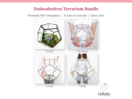 Dodecahedron terrarium template, 4 sizes