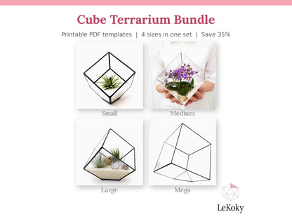 Cube Terrarium Template, Printable PDF Glass Cutting Pattern