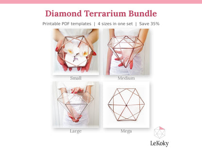 Diamond Terrarium Template, Printable PDF Glass Cutting Pattern