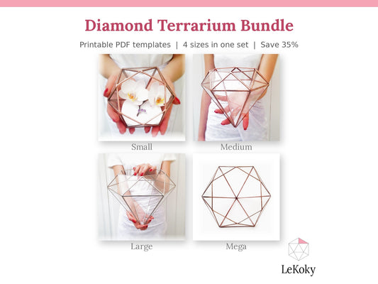 Diamond Terrarium Template, Printable PDF Glass Cutting Pattern