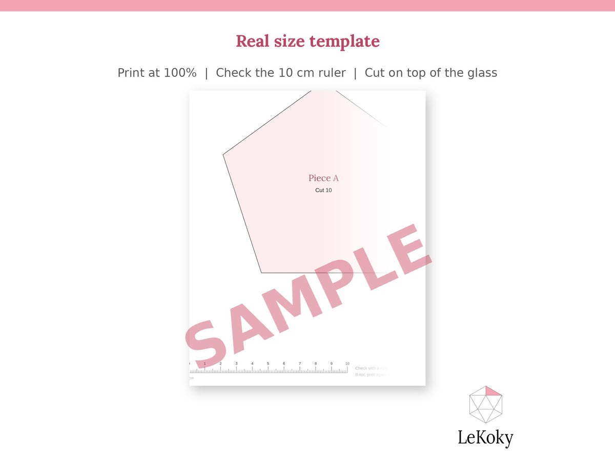 Icosidodecahedron Terrarium Template, Printable PDF Glass Cutting Pattern