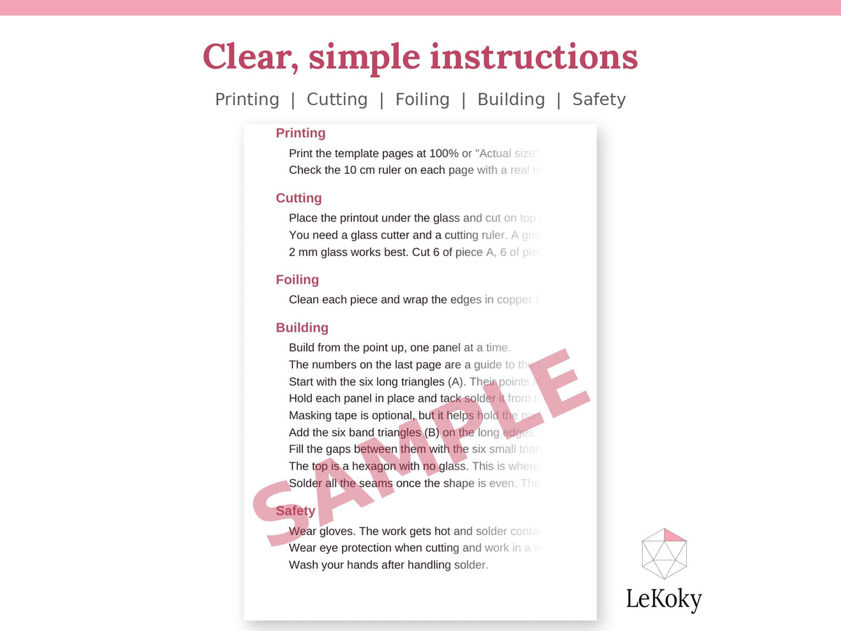 Diamond Terrarium Template, Printable PDF Glass Cutting Pattern