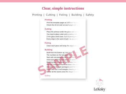 Icosidodecahedron Terrarium Template, Printable PDF Glass Cutting Pattern