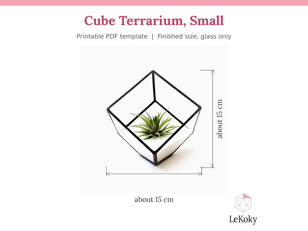 Cube Terrarium Template, Printable PDF Glass Cutting Pattern