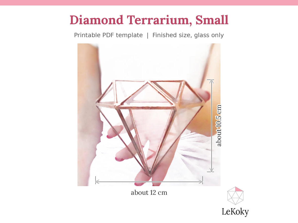 Diamond Terrarium Template, Printable PDF Glass Cutting Pattern