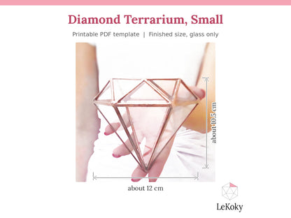 Diamond Terrarium Template, Printable PDF Glass Cutting Pattern