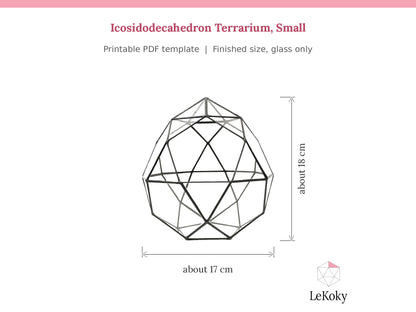 Icosidodecahedron Terrarium Template, Printable PDF Glass Cutting Pattern
