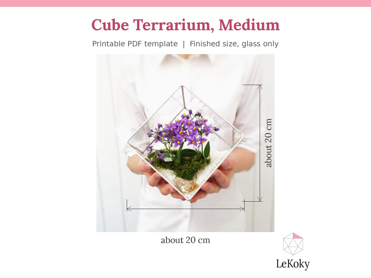 Cube Terrarium Template, Printable PDF Glass Cutting Pattern