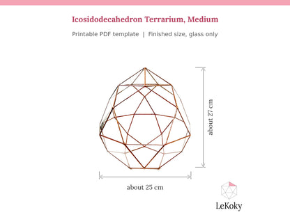 Icosidodecahedron Terrarium Template, Printable PDF Glass Cutting Pattern