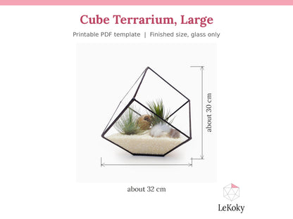 Cube Terrarium Template, Printable PDF Glass Cutting Pattern