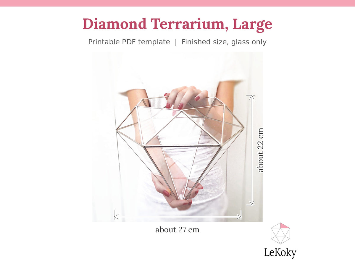 Diamond Terrarium Template, Printable PDF Glass Cutting Pattern
