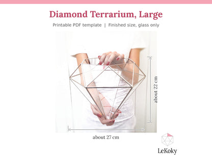 Diamond Terrarium Template, Printable PDF Glass Cutting Pattern