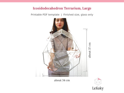 Icosidodecahedron Terrarium Template, Printable PDF Glass Cutting Pattern