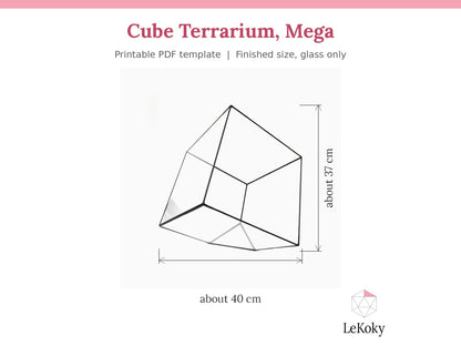 Cube Terrarium Template, Printable PDF Glass Cutting Pattern
