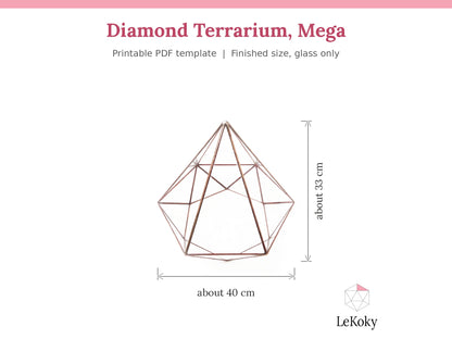 Diamond Terrarium Template, Printable PDF Glass Cutting Pattern