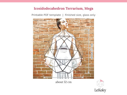 Icosidodecahedron Terrarium Template, Printable PDF Glass Cutting Pattern