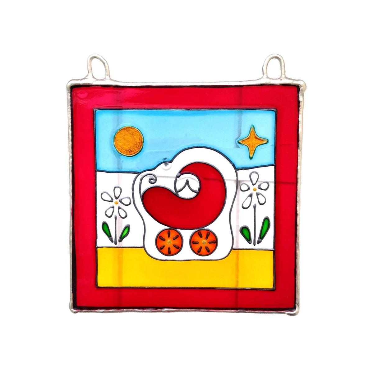 LeKoky Personalised suncatcher with space to write baby's name and date of birth or Christening date. Girl version shown.