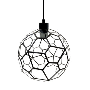 Handcrafted glass pendant light from Lekoky with unique geometric pattern and adjustable fabric braided ceiling fitting. Made in Southampton, England by designer Lenka. Perfect statement piece for any room.