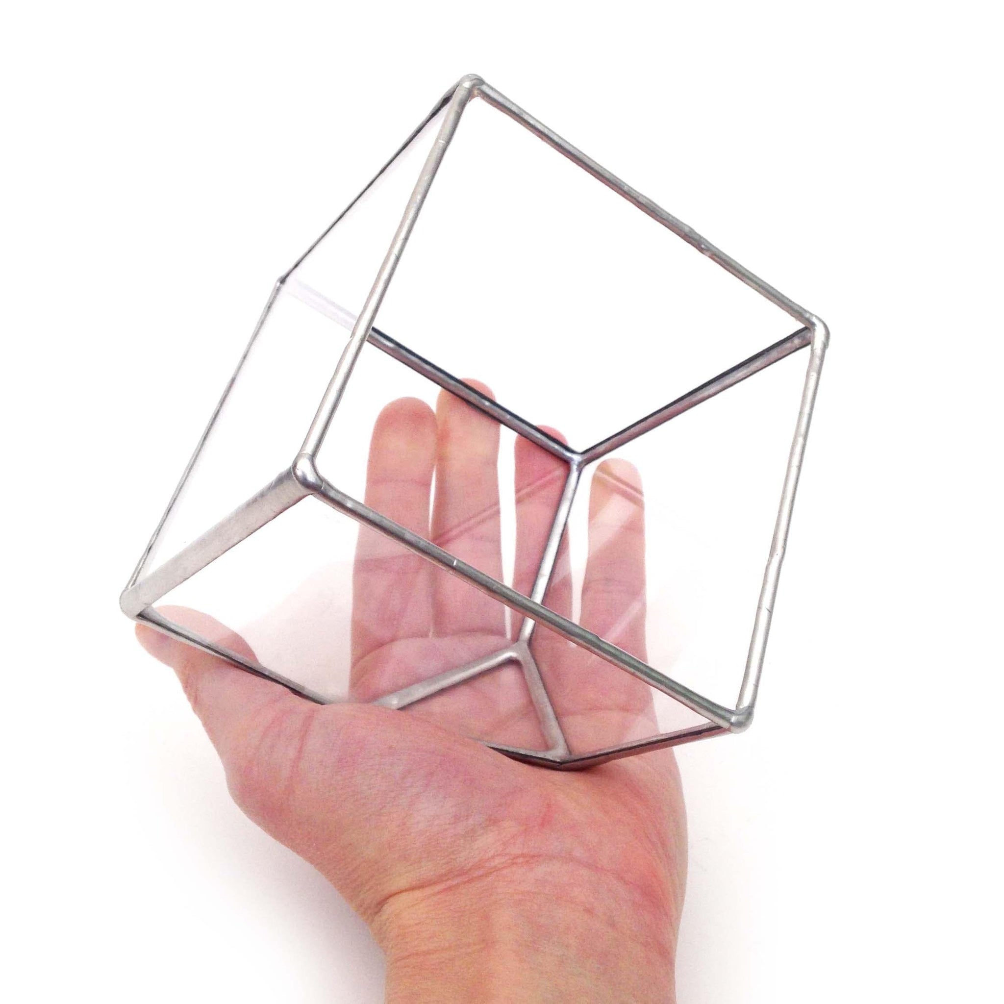 LeKoky Terrariums CUBE Geometric Glass Terrarium Small / Silver made by Lenka in Southampton England