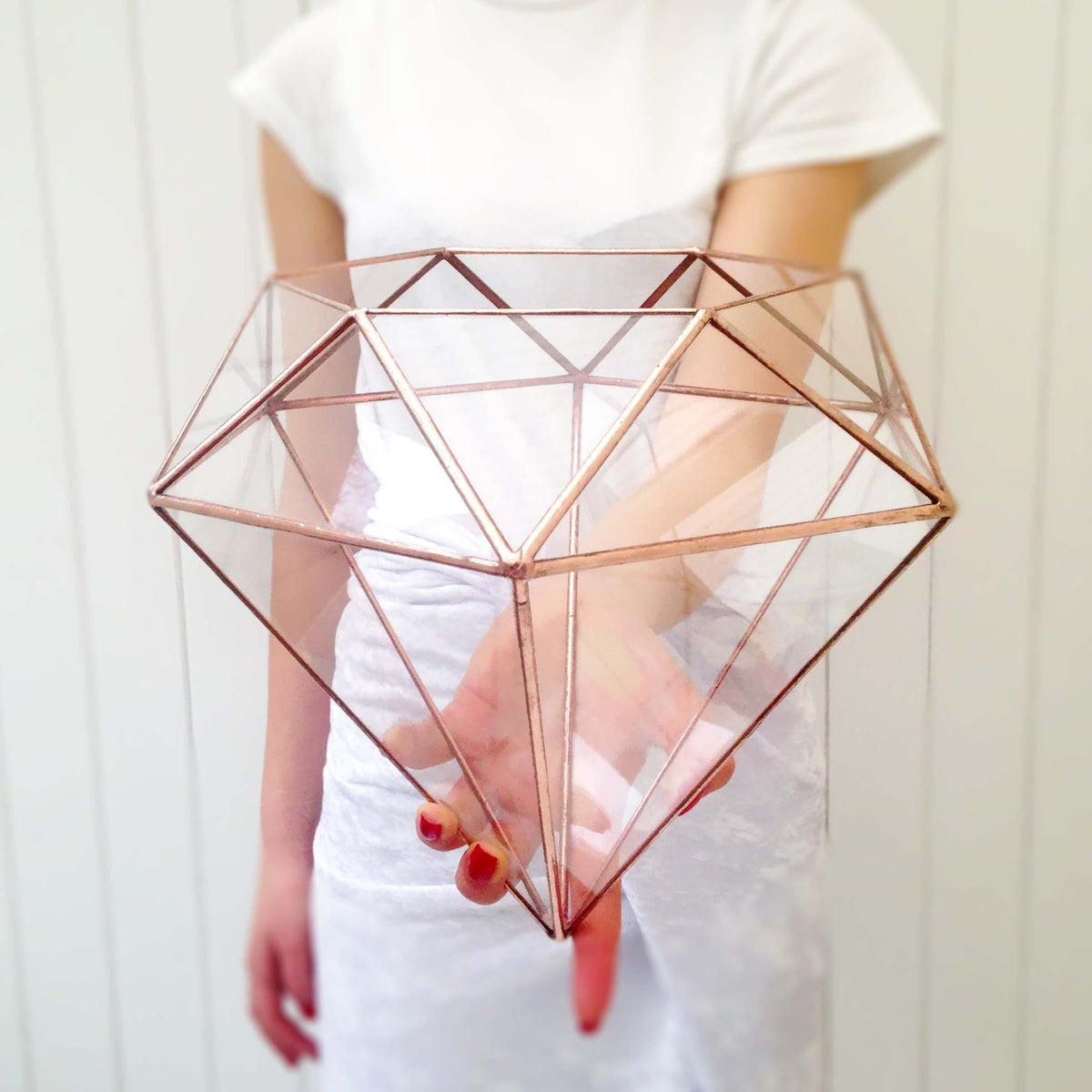 LeKoky Terrariums DIAMOND Geometric Glass Terrarium Large / Bright Copper made by Lenka in Southampton England