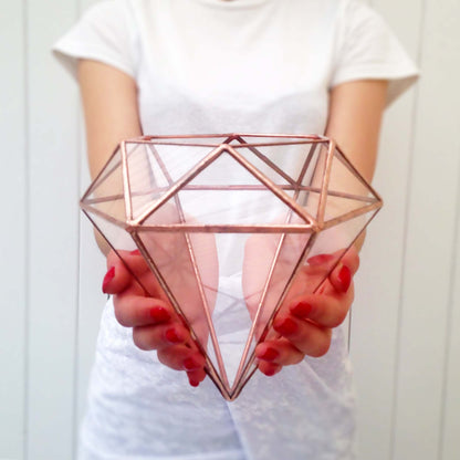 LeKoky Terrariums DIAMOND Geometric Glass Terrarium Medium / Bright Copper made by Lenka in Southampton England