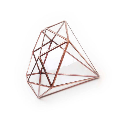 LeKoky Terrariums DIAMOND Geometric Glass Terrarium Medium / Rustic Copper made by Lenka in Southampton England