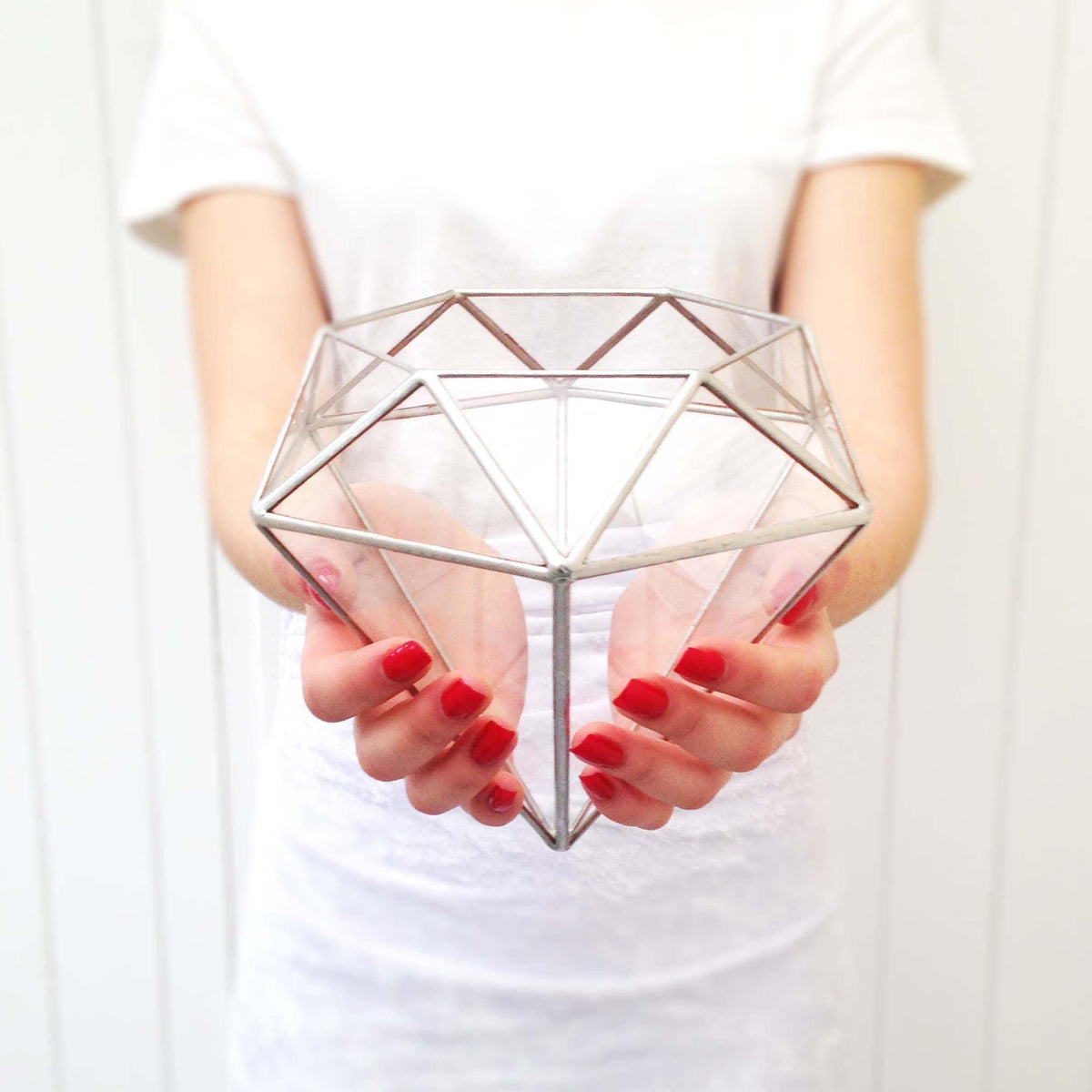 LeKoky Terrariums DIAMOND Geometric Glass Terrarium Medium / Silver made by Lenka in Southampton England