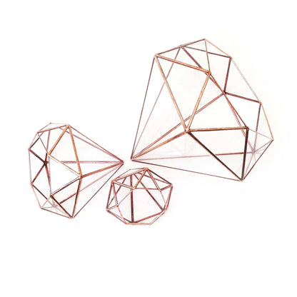 LeKoky Terrariums DIAMOND Geometric Glass Terrarium Mega / Bright Copper made by Lenka in Southampton England