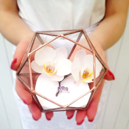 LeKoky Terrariums DIAMOND Geometric Glass Terrarium Small / Rustic Copper made by Lenka in Southampton England