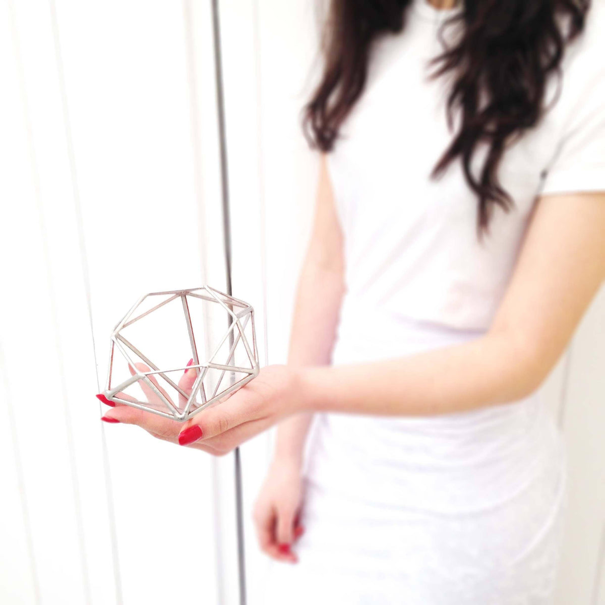 LeKoky Terrariums DIAMOND Geometric Glass Terrarium Small / Silver made by Lenka in Southampton England