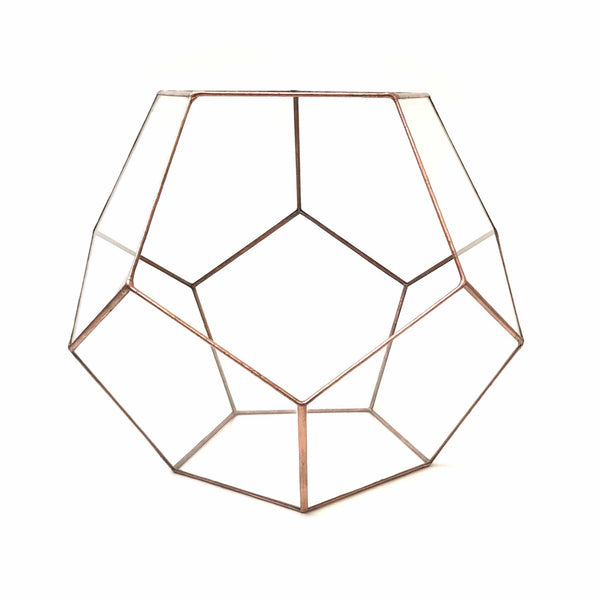 LeKoky Terrariums DODECAHEDRON Geometric Glass Terrarium Large / Rustic Copper made by Lenka in Southampton England