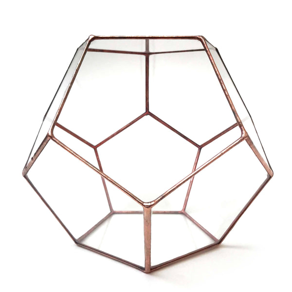 LeKoky Terrariums DODECAHEDRON Geometric Glass Terrarium Medium / Bright Copper made by Lenka in Southampton England
