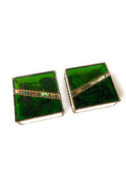 LeKoky Decor EMERALD GREEN Stained Glass Jewellery Box made by Lenka in Southampton England