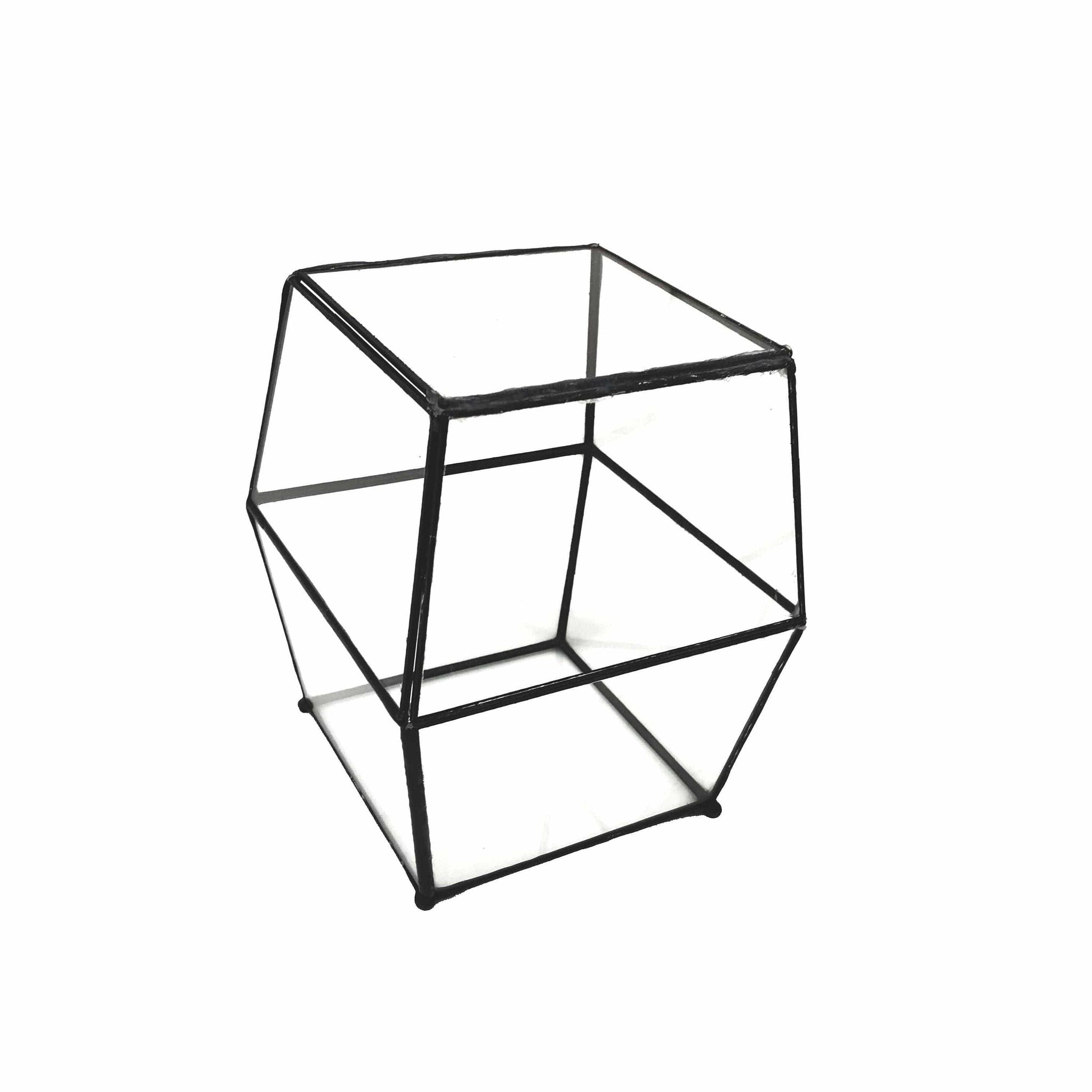 LeKoky Terrariums ENCLOSED EXTRUDED CUBE [Small, Black] Geometric Glass Terrarium Rustic Copper made by Lenka in Southampton England