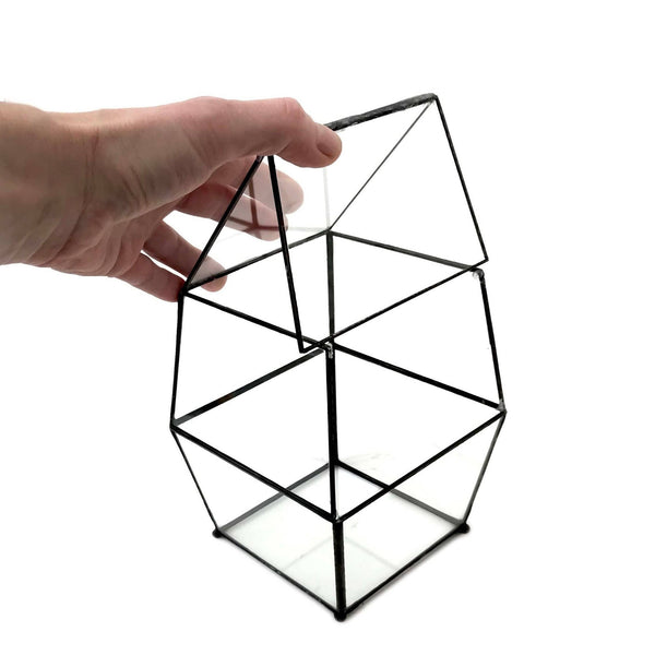 LeKoky Terrariums ENCLOSED EXTRUDED CUBE [Small, Black] Geometric Glass Terrarium Rustic Copper made by Lenka in Southampton England