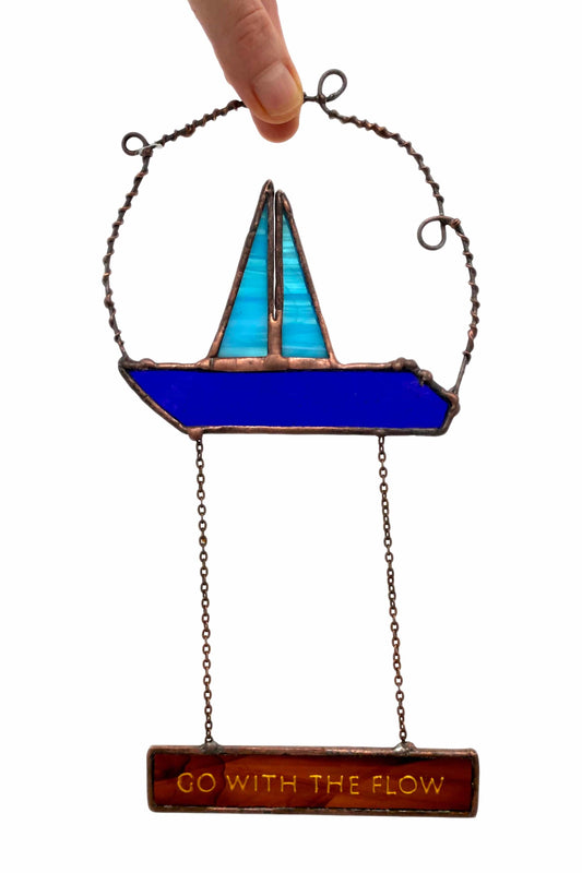 LeKoky Suncatchers GO WITH THE FLOW Stained Glass Suncatcher made by Lenka in Southampton England