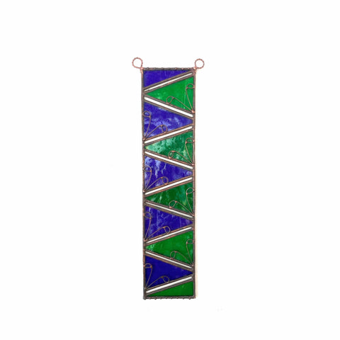LeKoky Stained Glass Panels GREEN & BLUE Stained Glass Panel made by Lenka in Southampton England