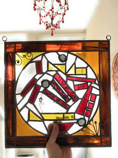 LeKoky Stained Glass Panels HAMSA Stained Glass Panel made by Lenka in Southampton England