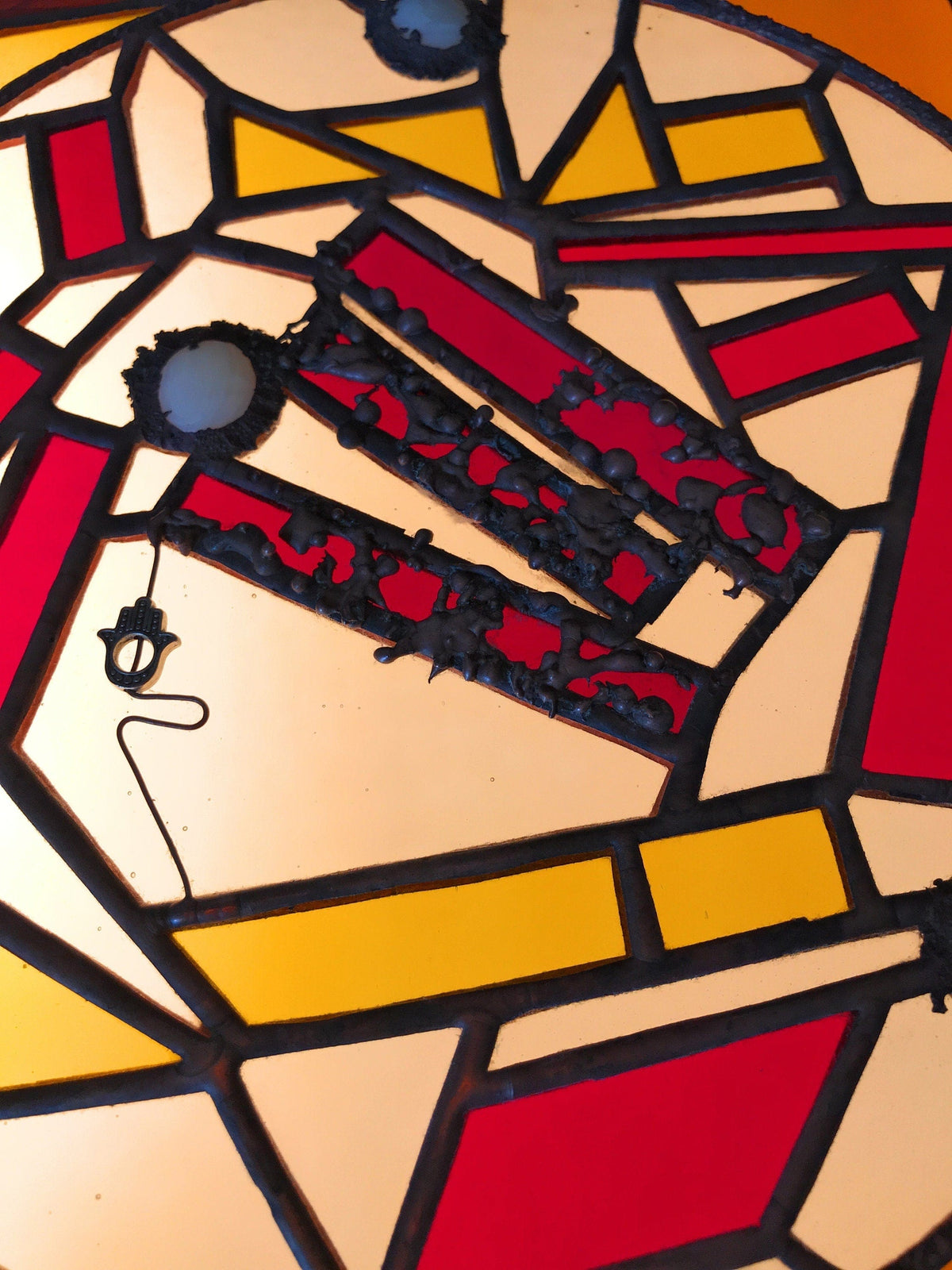 LeKoky Stained Glass Panels HAMSA Stained Glass Panel made by Lenka in Southampton England