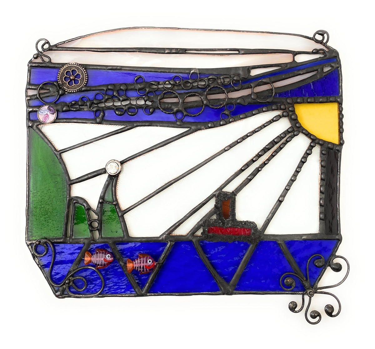 LeKoky Suncatchers IN THE SEA Stained Glass Suncatcher made by Lenka in Southampton England