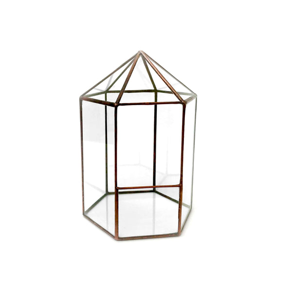 LeKoky Terrariums LANTERN Geometric Glass Terrarium Medium / Rustic Copper made by Lenka in Southampton England