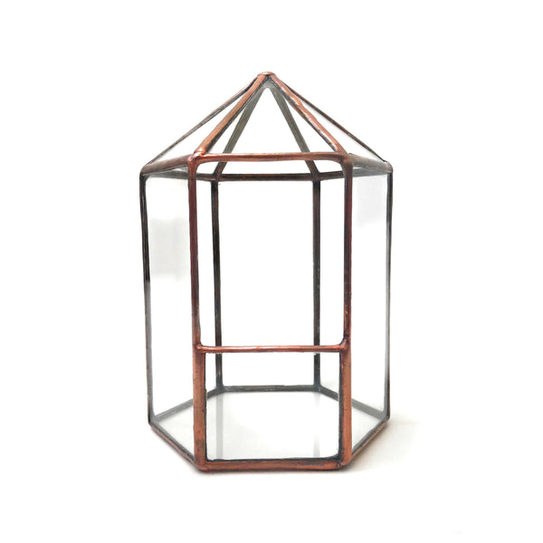 LeKoky Terrariums LANTERN Geometric Glass Terrarium Small / Bright Copper made by Lenka in Southampton England