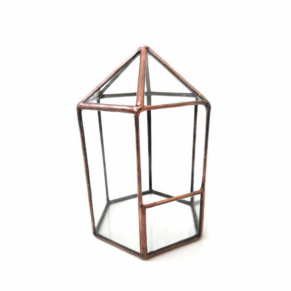 LeKoky Terrariums LANTERN Geometric Glass Terrarium Small / Rustic Copper made by Lenka in Southampton England