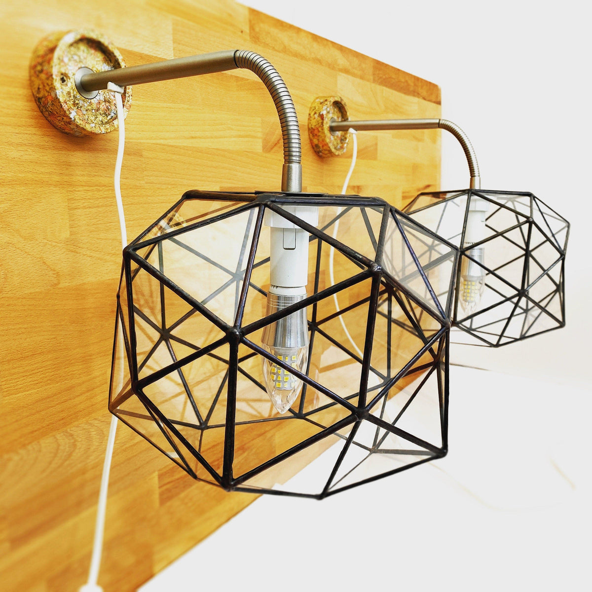 LeKoky Lighting LOTUS WALL TABLE LAMPS Geometric Glass Pendant Light made by Lenka in Southampton England
