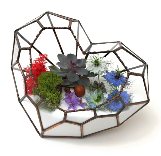LeKoky Terrariums LOVE HEART Geometric Glass Terrarium made by Lenka in Southampton England