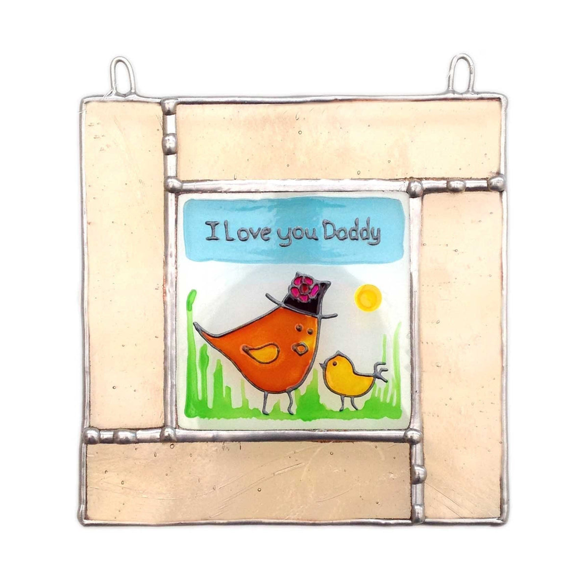 LeKoky Suncatchers LOVE YOU DAD Hand Painted Stained Glass Suncatcher made by Lenka in Southampton England