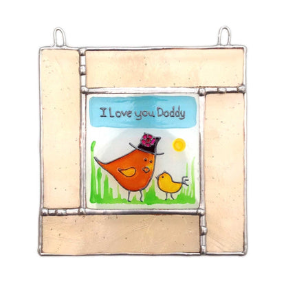 LeKoky Suncatchers LOVE YOU DAD Hand Painted Stained Glass Suncatcher made by Lenka in Southampton England